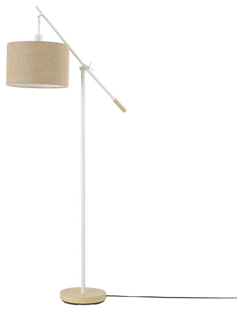 Serena 66" Matte White Dimmable Floor Lamp with Jute Shade