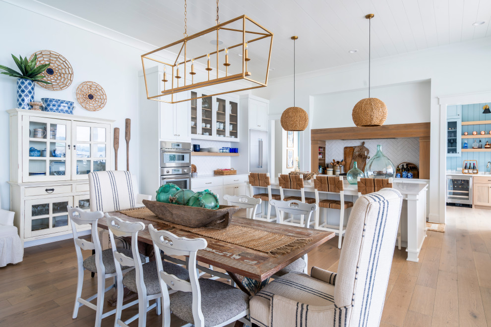 Design ideas for a beach style dining room in Charlotte.