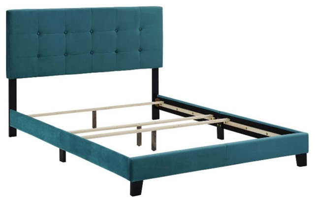 Modway Amira Full Modern Style Performance Velvet Bed in Sea Blue