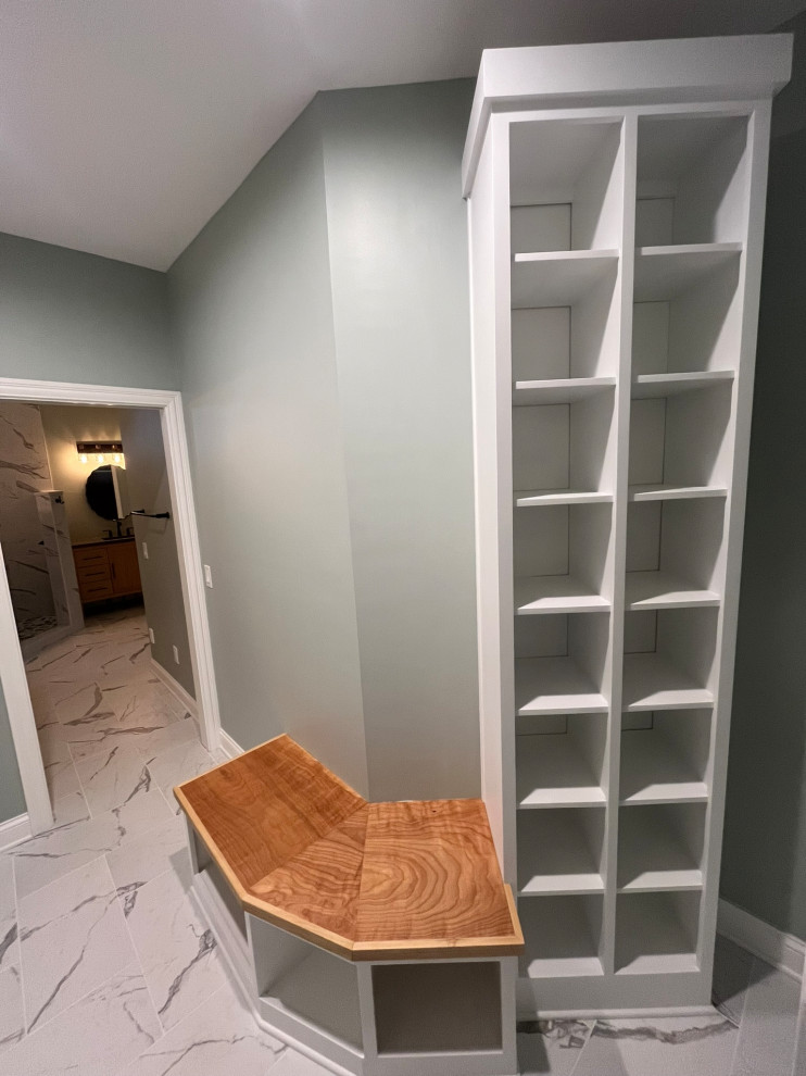 Modern Bathroom with Dual Vanities and Walk-In Shower