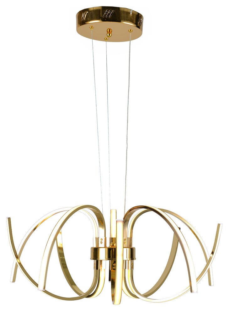 Gold Aluminum Frame LED Light Fixture Contemporary Pendant Lighting