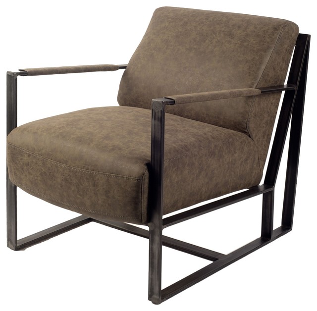 Ramiah Leather Chair Featuring A Uniquely Styled Metal Frame Featuring A Uniquely Styled Metal Frame