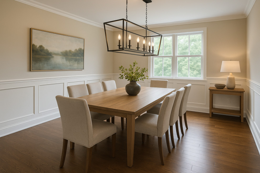 Elegant Dining Room Remodel – Wainscoting & Warm Modern Design