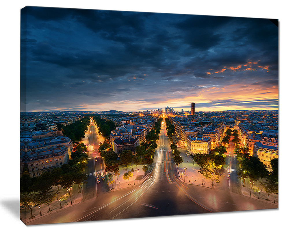 Night Paris Amazing View Skyline Photo Canvas Art Print