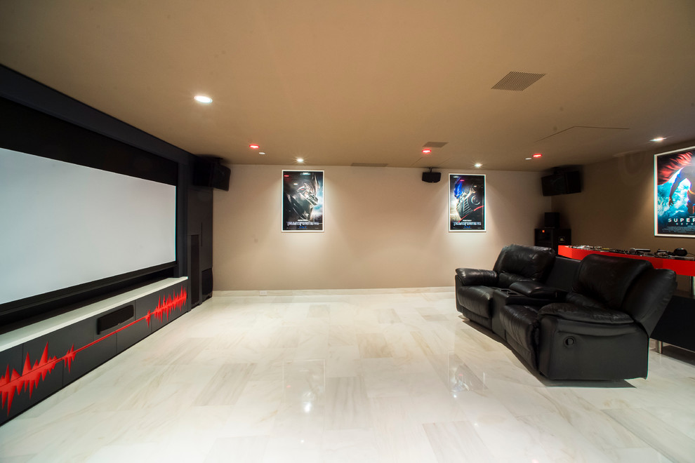Photo of a modern home theatre in New York.