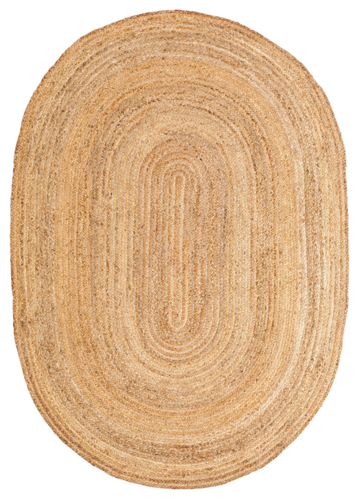 Eco, Friendly Natural Jute Braided Area Rug, 6'x9' Beach Style Area