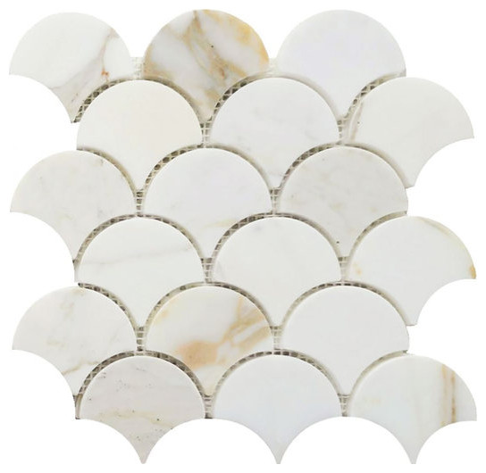 Mosaic Tile Marble Fish Scale Calacatta Gold