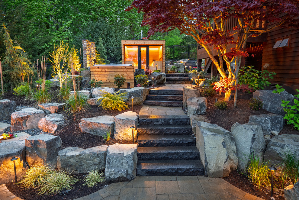 Inspiration for a rustic landscaping in Seattle.