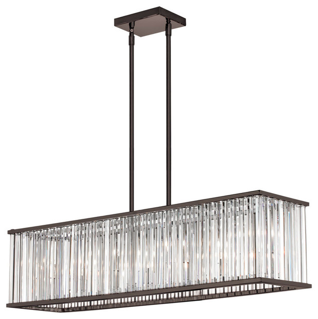 Aruba 7 Light Chandelier Polished Chrome Transitional Americana 7 Light Linear Chandelier