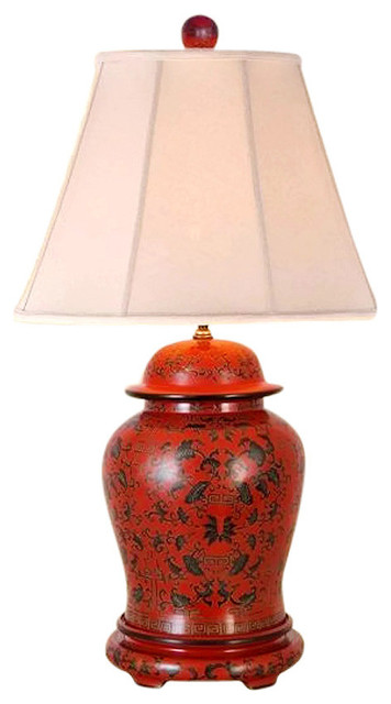 Chinese Red Lacquer Ginger Jar Table Lamp Shade And Finial 28 5 Chinese Red Lacquer Ginger Jar Table Lamp Shade And Finial 28 5