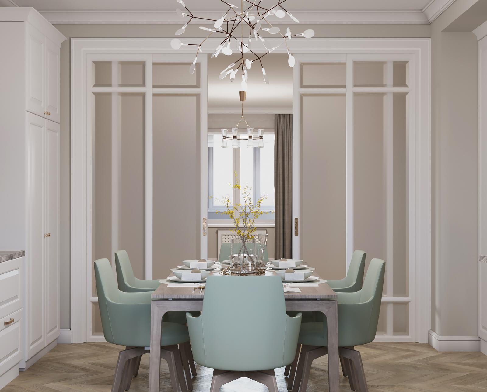 Мягкий эклектичный интерьер квартиры 205 кв.м.