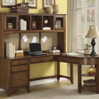 Riverside Monterey L-Shaped Laptop / Writing Desk with Hutch