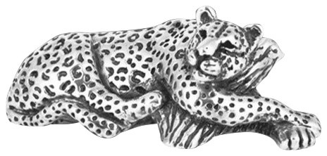 Silver Reclining Leopard Sculpture A501