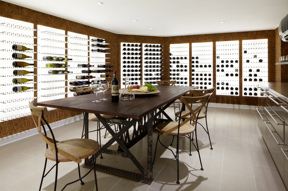 Photo of a large modern wine cellar in New York.