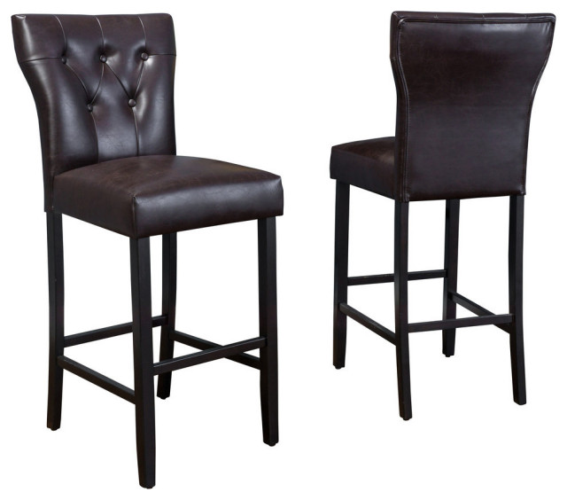 Gdf Studio Pierre Brown Leather Barstools Set Of 2 Transitional Bar Stools And Counter Stools By Gdfstudio