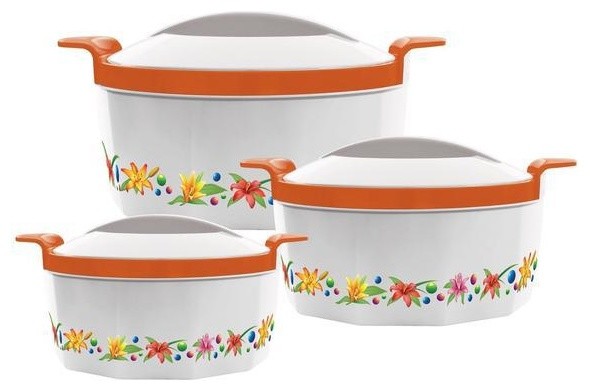 3-Piece Thermal Hot Food Containers Set 1, 1.5 and 2.5 l., Orange