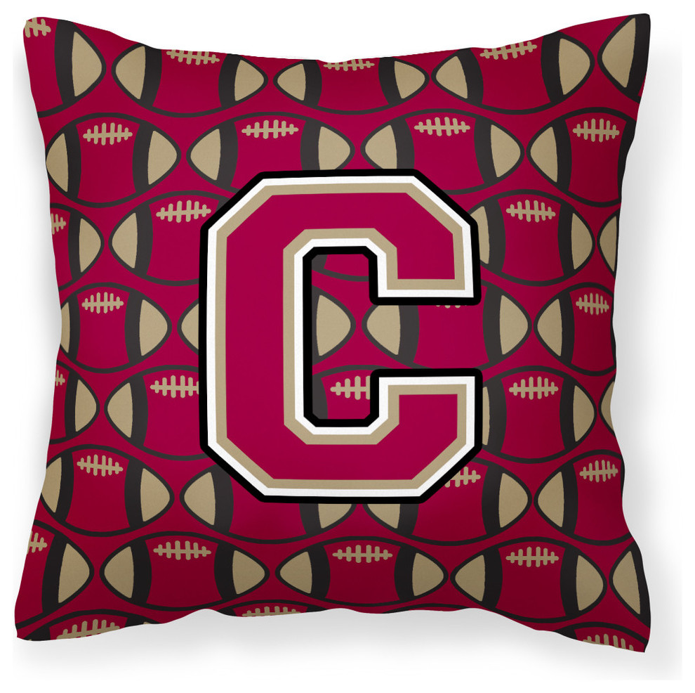 Letter C Football Garnet and Gold Fabric Decorative Pillow ...