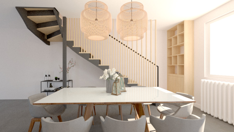 Aménagement d'une salle à manger contemporaine.
