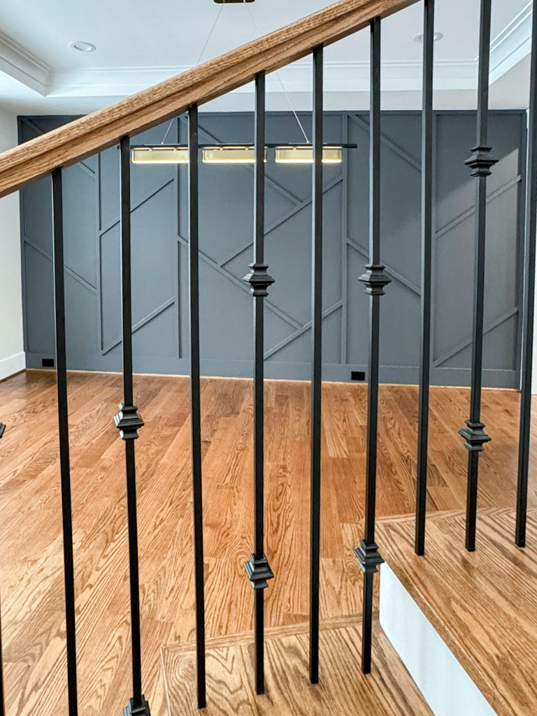 117_Distinct Oak Staircase with Iron Balusters & Oak Rail Profile, Chantilly VA