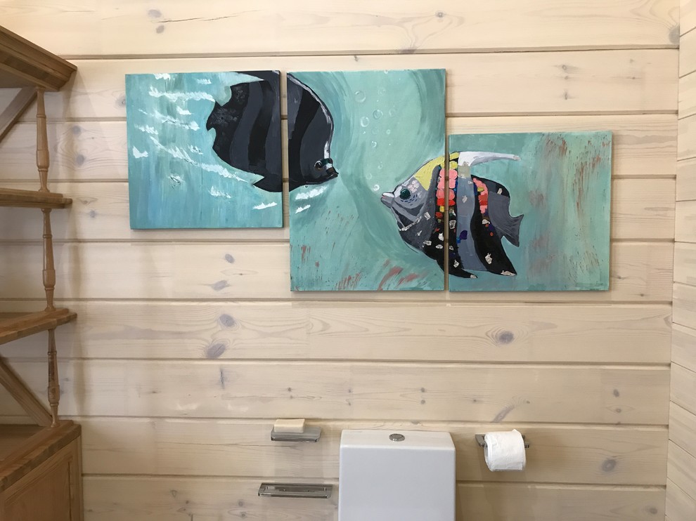 Ванная комната c модульной картиной