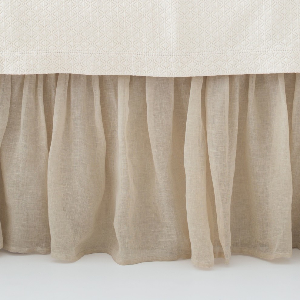 Savannah Linen Gauze Stain Bed Skirt, King Contemporary Bedskirts