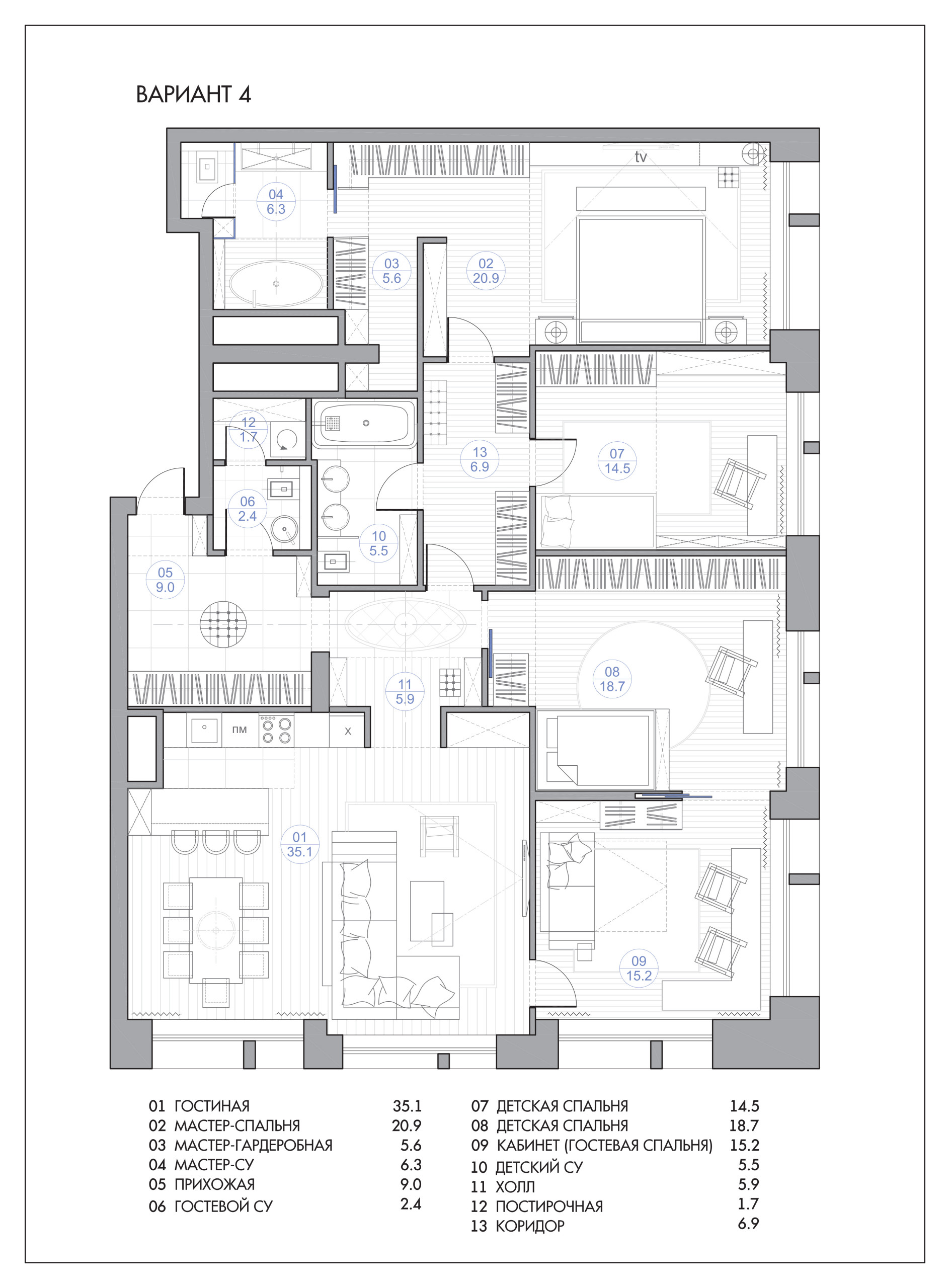 Поиск планировки: Семейная квартира с тремя детскими— 4 плана | Houzz Россия