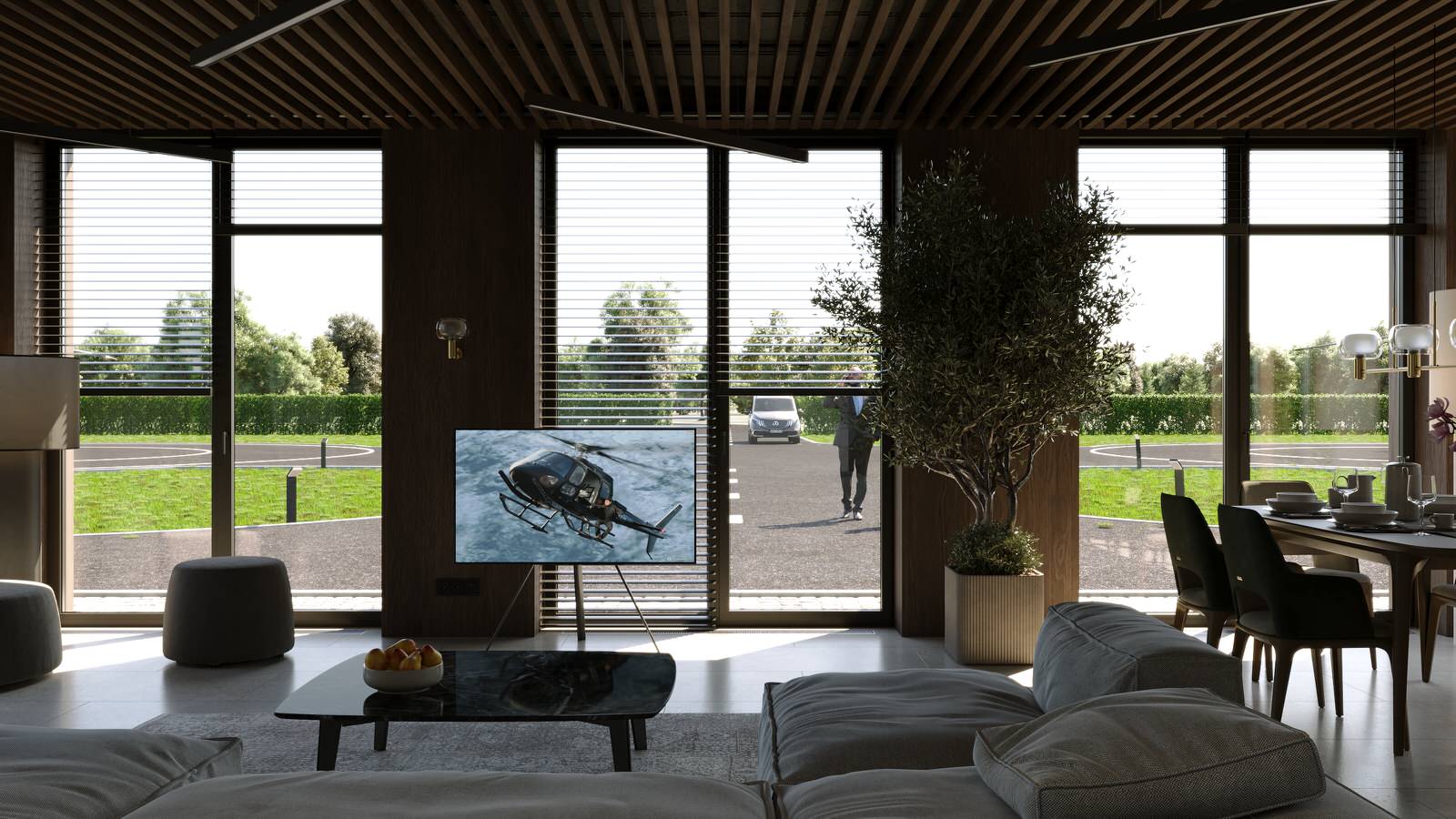 Дизайн здания ожидания гостей и пилотов на вертолётной площадке