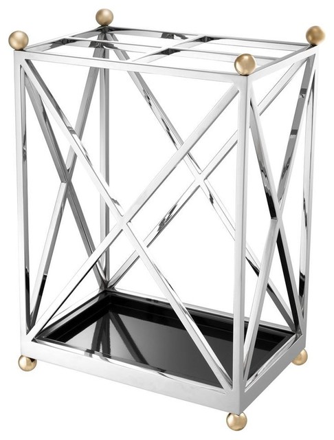 Silver Geometric Umbrella Stand | Eichholtz Quorum, Silver, 16"Wx11"Dx23"H