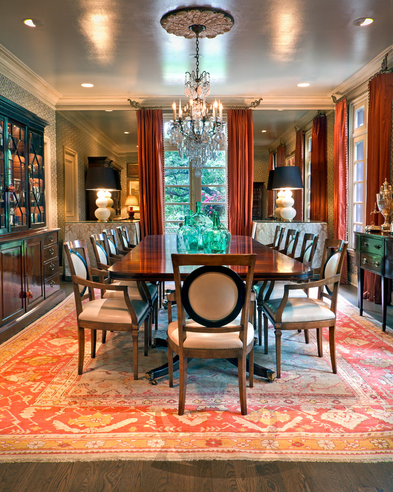 Inspiration for a traditional separate dining room in Nashville with dark hardwood floors.