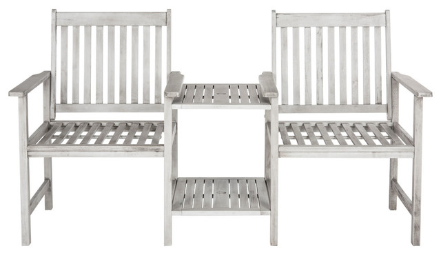 Safavieh Bellagio Outdoor Seat Bench, Twin Set, Ash Grey