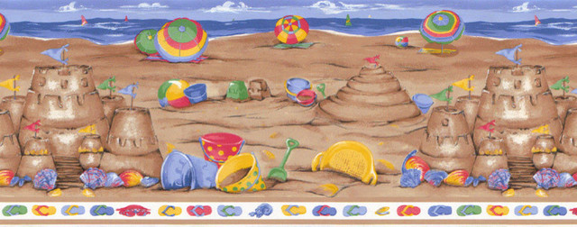 Wallpaper Border - Beach Wallpaper Border, Prepasted - Beach Style -  Wallpaper - by Designers Wallpaper | Houzz