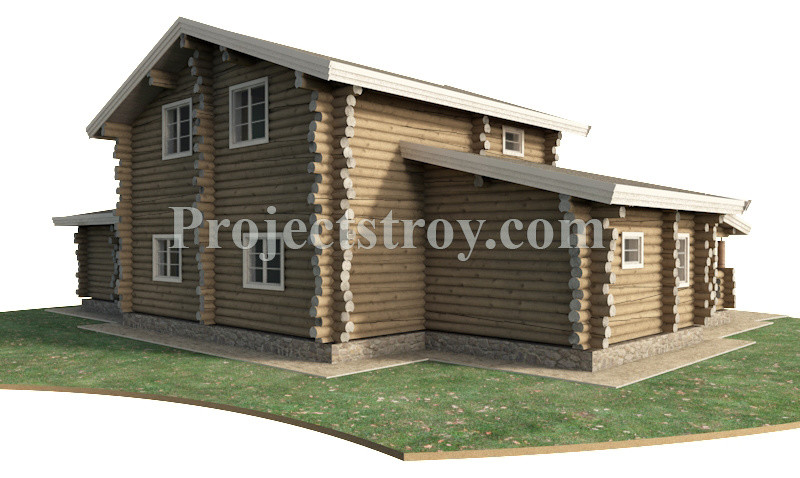 Проект деревянного дома из бревна рубленого 20 х 14 м