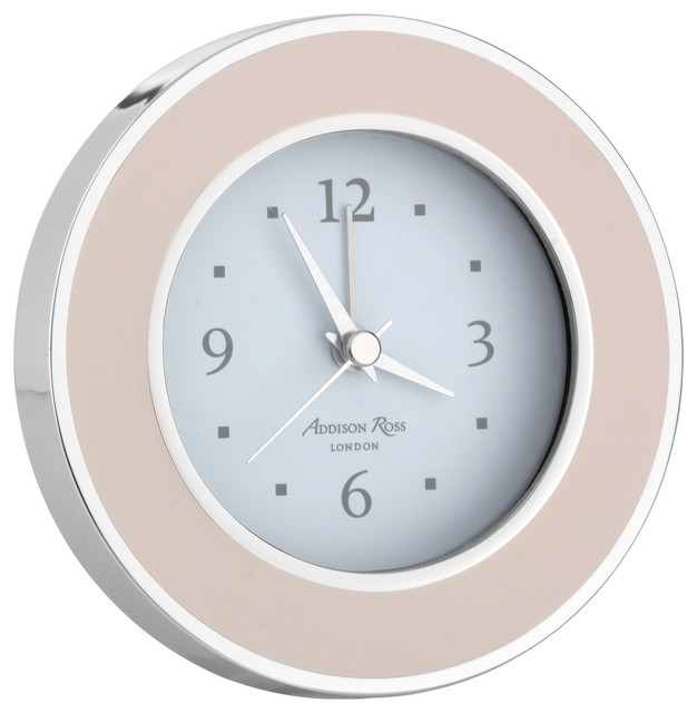 Light Pink Silver Enamel Round Alarm Clock Light Pink Silver Enamel Round Alarm Clock Contemporary Clocks By Hudson Vine