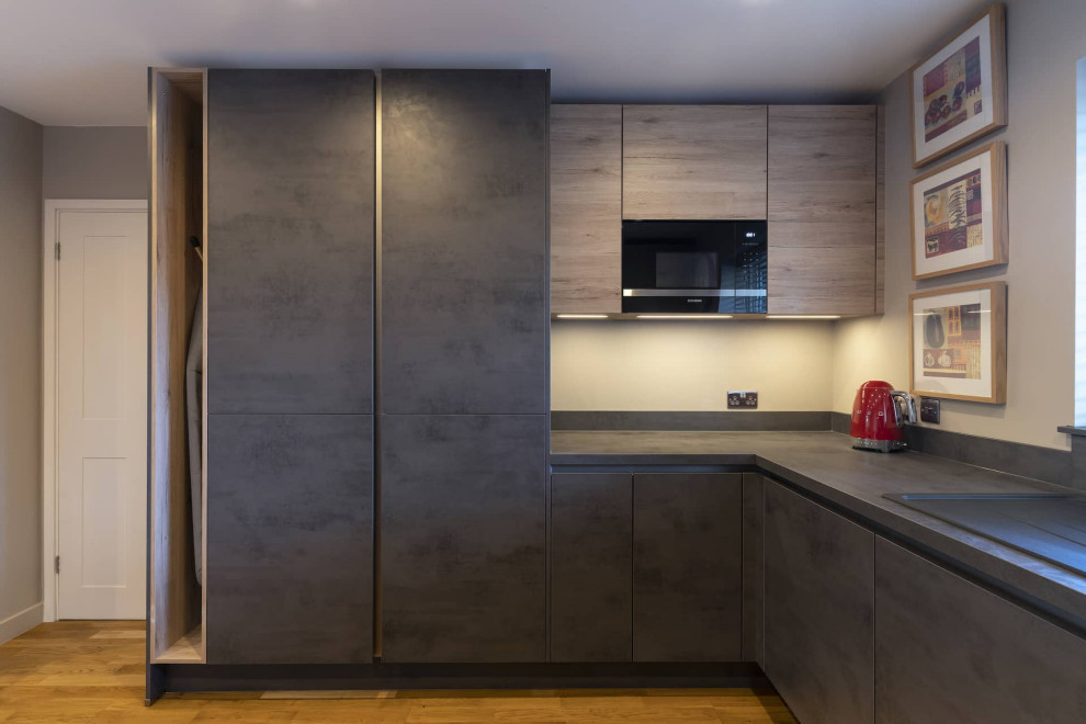 Photo inspiration: Picture Idea: Modern Wood Concrete Kitchen Living Room In Reading