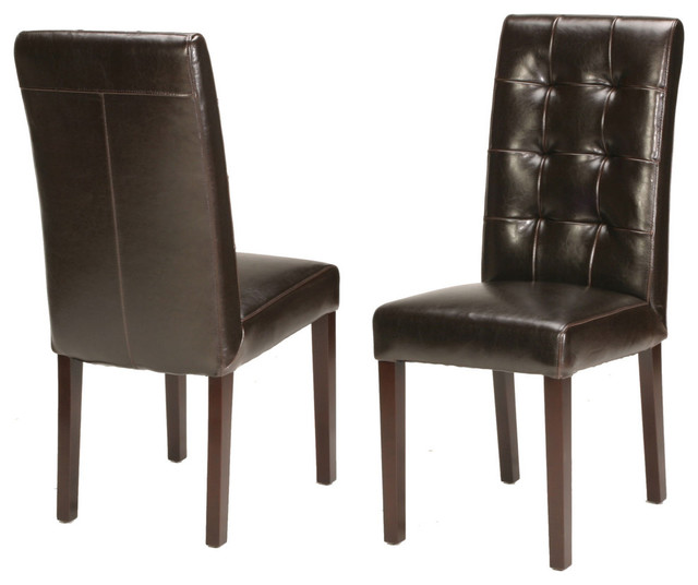 genuine leather tufted dining chair - traditional - dining chairs genuine leather tufted dining chair - traditional - dining chairs