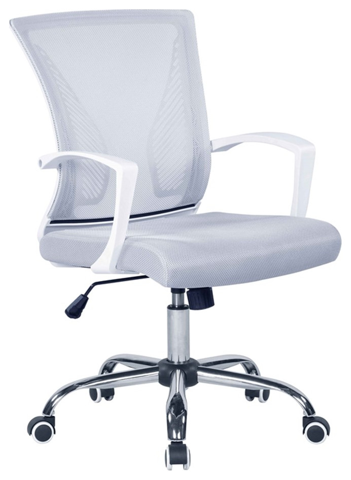 Urbanpro Matte White/Gray Mesh Pneumatic AdjustableHeight Computer