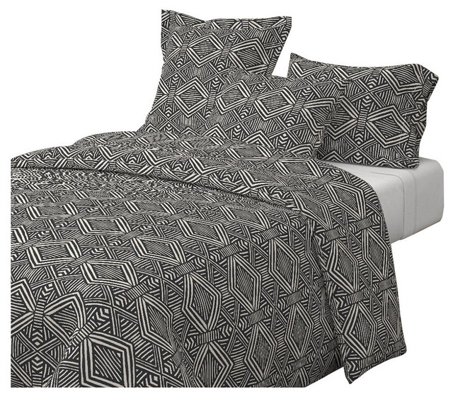 Black And White Geometric White Diamond Cotton Duvet Cover