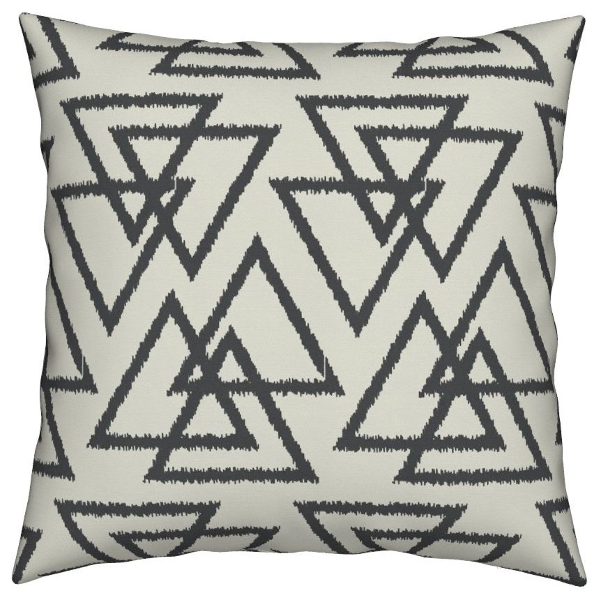 Triangles Geometric Modern Trendy Gray Black Throw Pillow