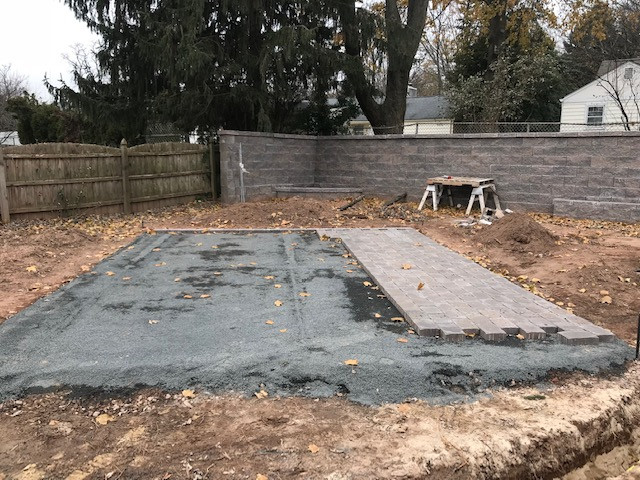 Retaining wall and patio