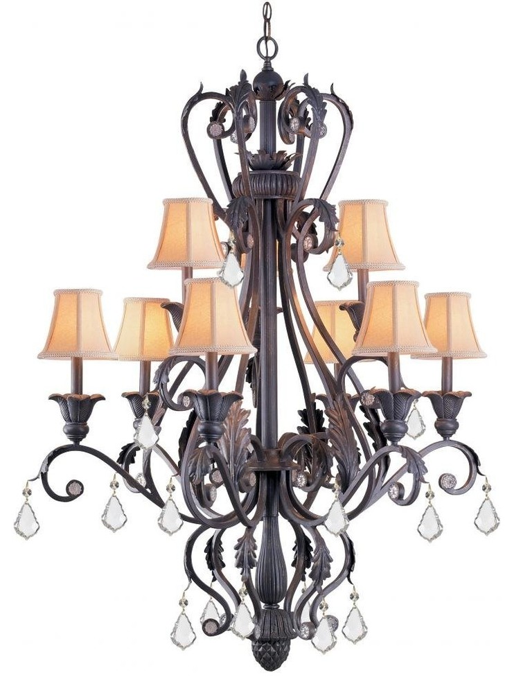 Crystorama 6609-Dr-Cl-Mwp Winslow Chandeliers 36" Wrought Iron, Dark Rust