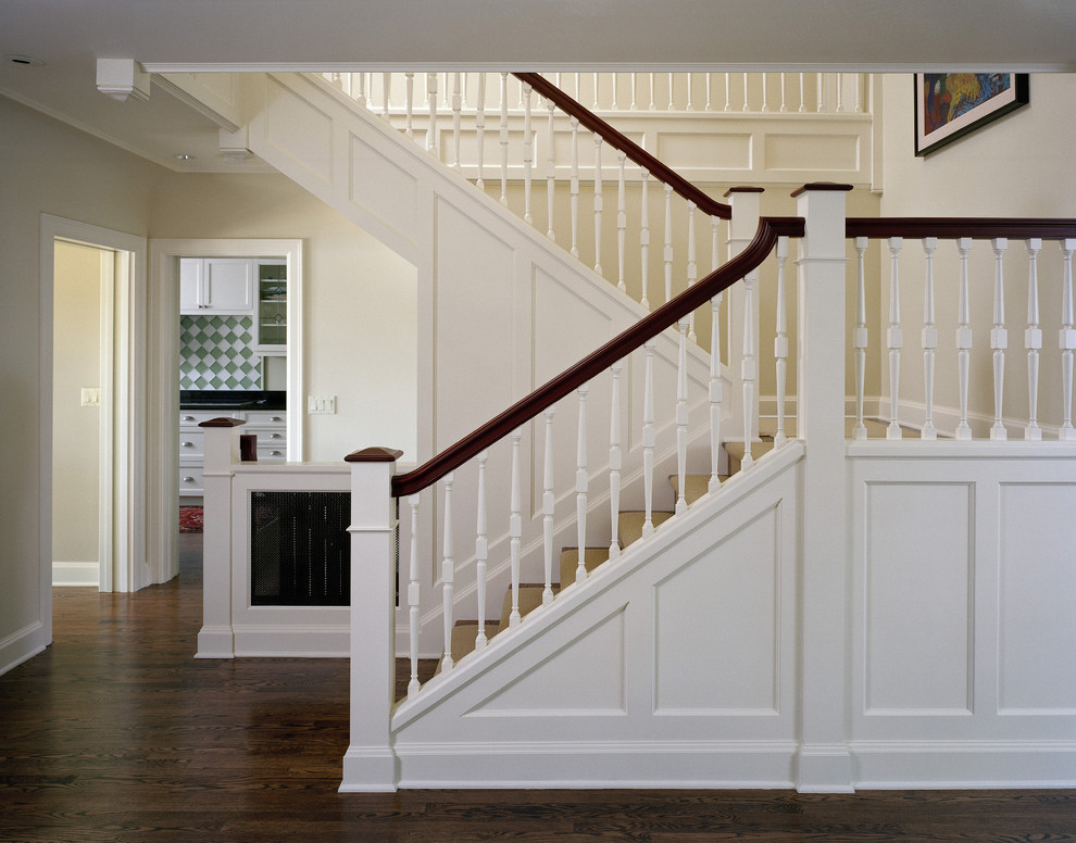 Design ideas for a traditional wood staircase in Seattle.
