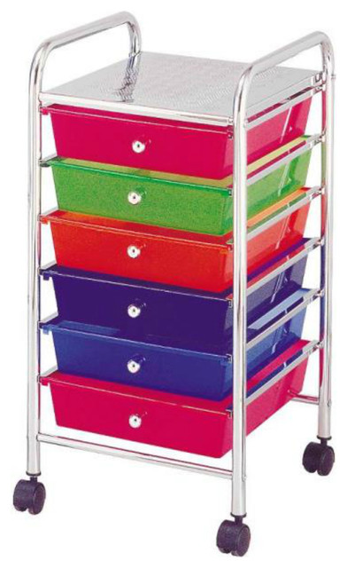 Homebasix G006 Ch 6 Drawer Storage Cart Chrome Contemporary