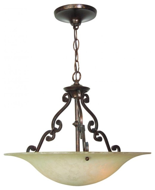 Craftmade X1916 Scroll 3 Light Bowl Shaped Pendant Terranean Craftmade X1916 Scroll 3 Light Bowl Shaped Pendant Terranean Lighting By Buildcom