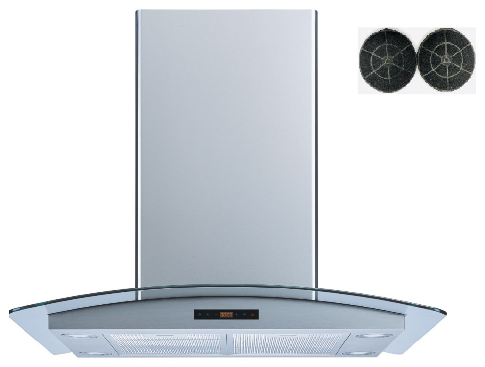 Winflo Convertible Island Range Hood, Charcoal Filter, 475 CFM, 36