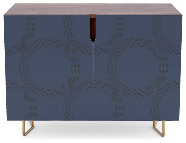 Society6 Credenza 30 Dotted Circles Navy Blue By Artprink