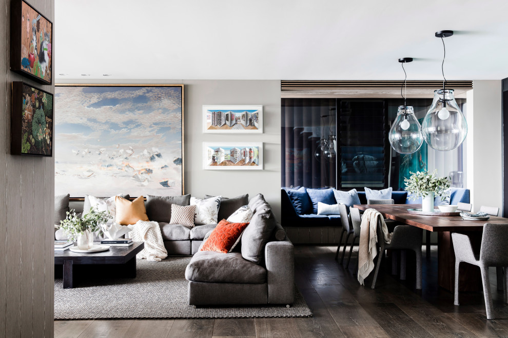 Photo of a contemporary family room in Sydney.