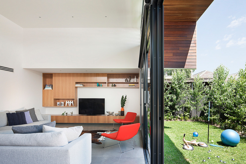 Contemporary family room in Melbourne.