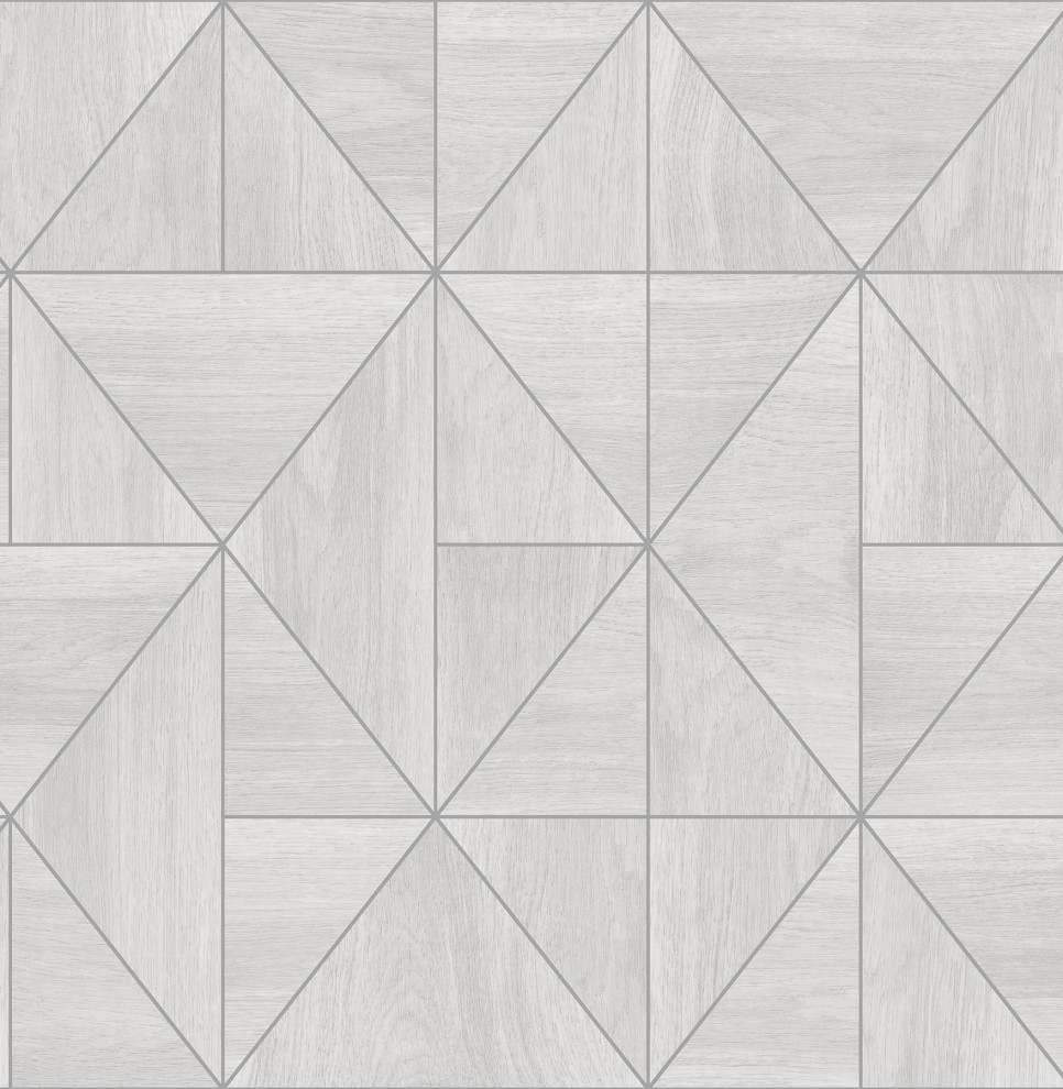 2896-25320 Cheverny Wood Tile Wallpaper in Light Grey Silver Outline Colors