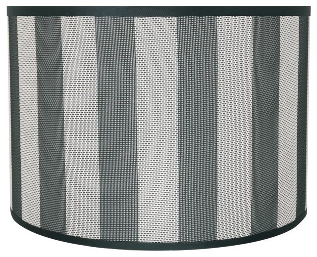 31161 Drum Shaped Spider Lamp Shade Hunter Green White Striped 16 X16 X11