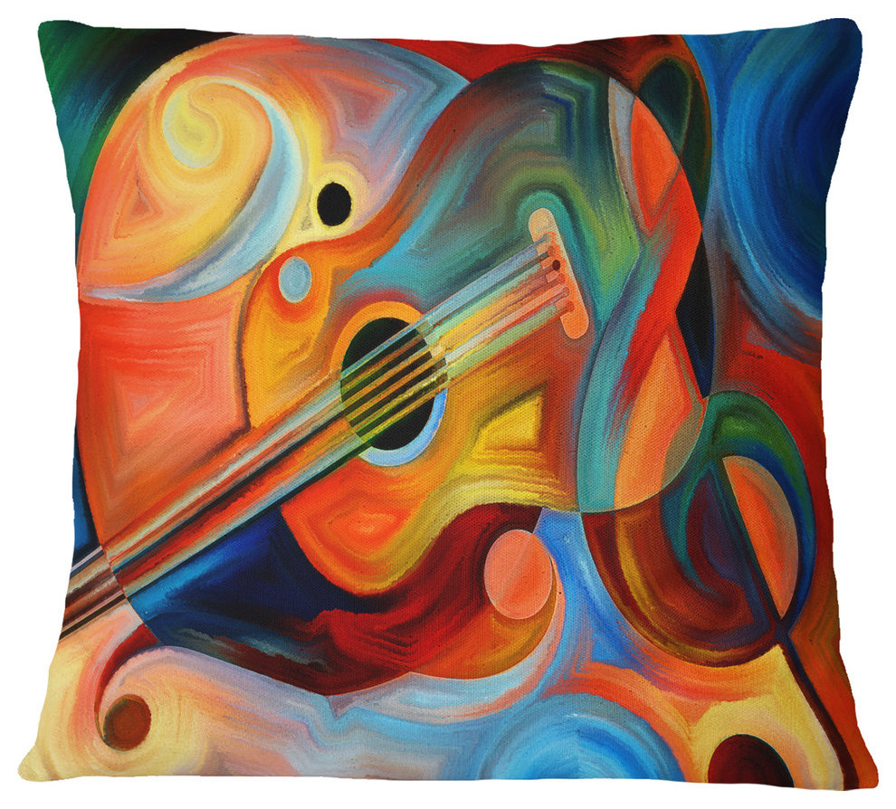 Music And Rhythm Abstract Throw Pillow, 16"x16"